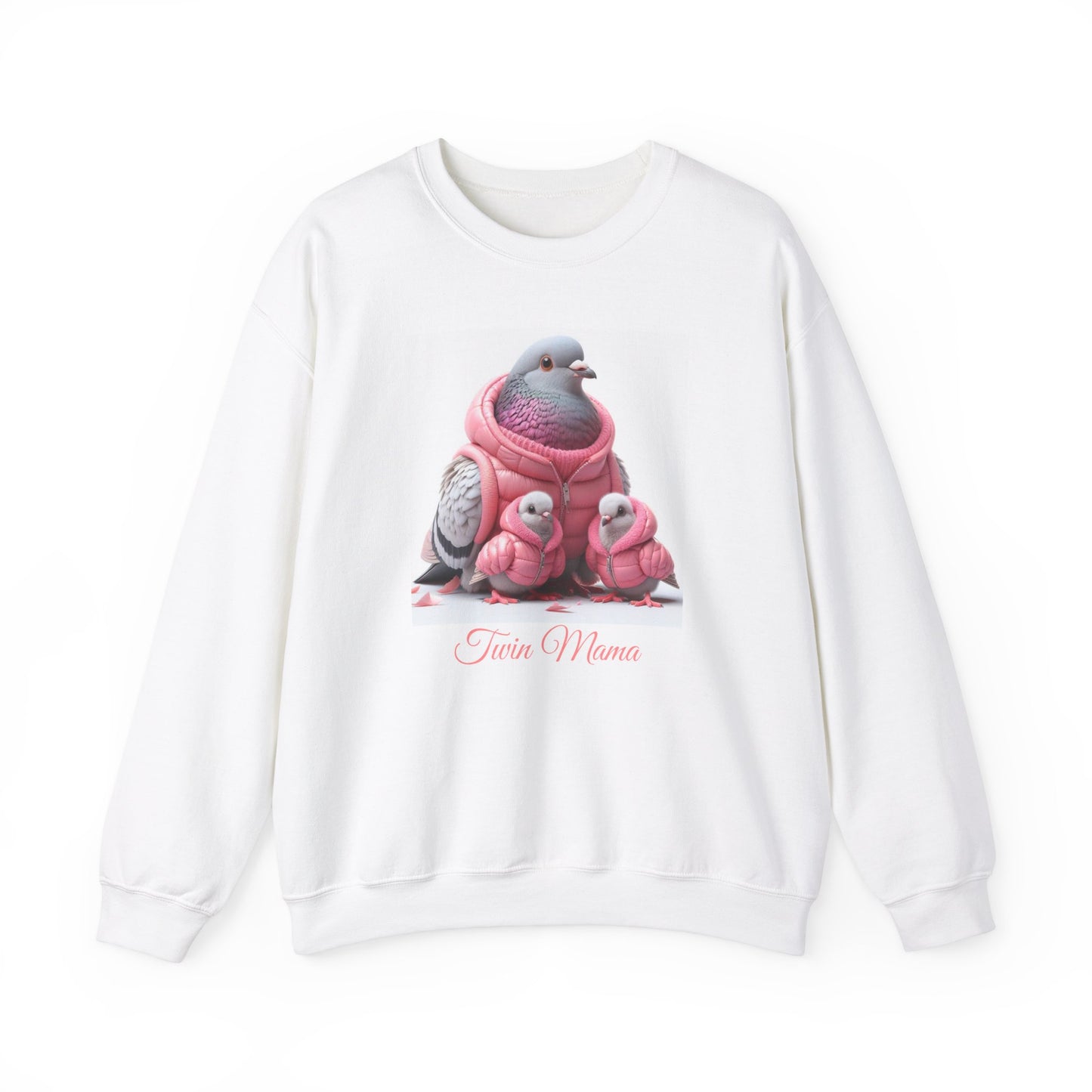 Twin Mama Pigeon & Cute Baby Pigeons Crewneck Sweatshirt