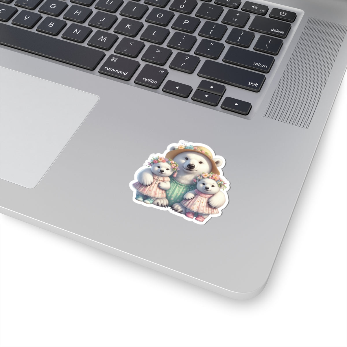 Twin Mom Cute Mama Polar Bear and Baby Cubs Sweet Happy Kiss-Cut Stickers
