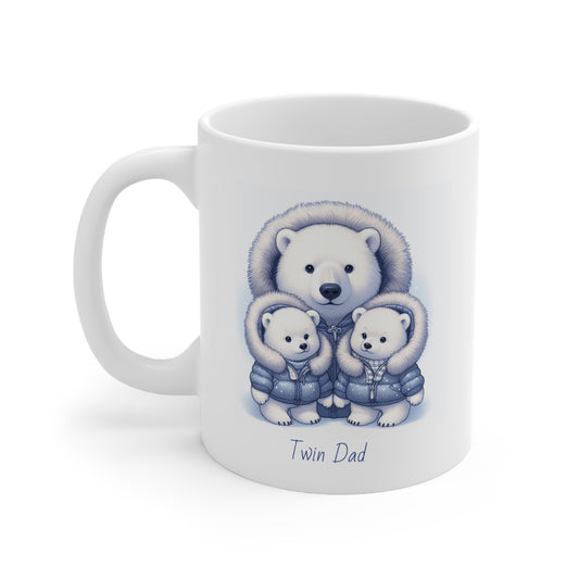Twin Dad Boy Dad Polar Bear Cute Ceramic Mug 11oz