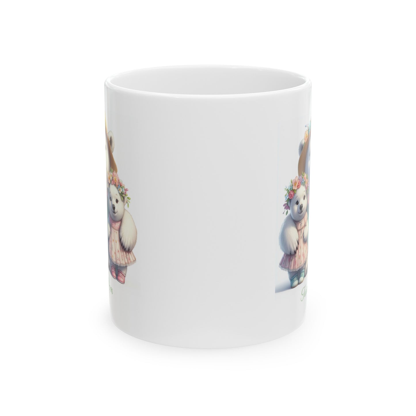 Springtime Twin Mama Polar Bear & Baby Bears Sweet Ceramic Mug 11oz | Mother's Day Gift | Twin Mom Gift