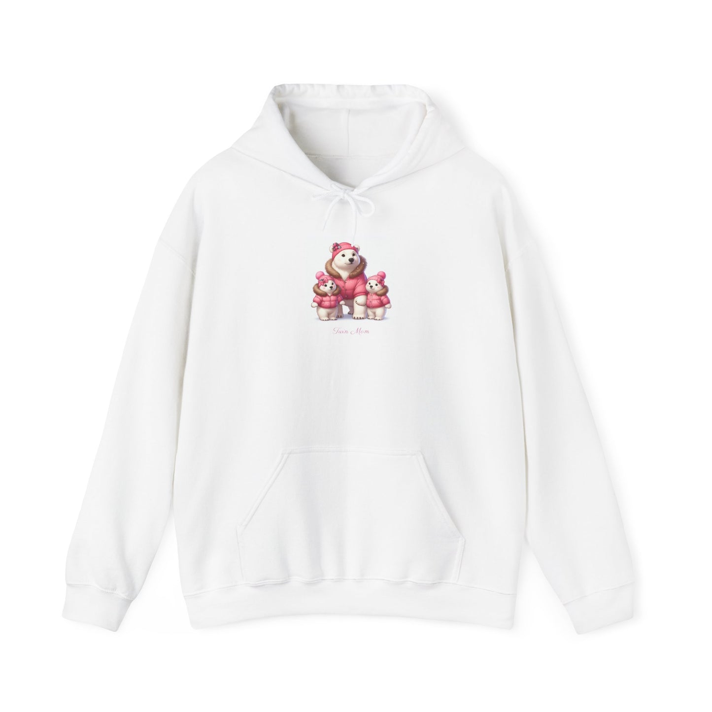 Twin Mom Mama Polar Bear and Baby Bears Sweet Happy Hoodie Sweatshirt