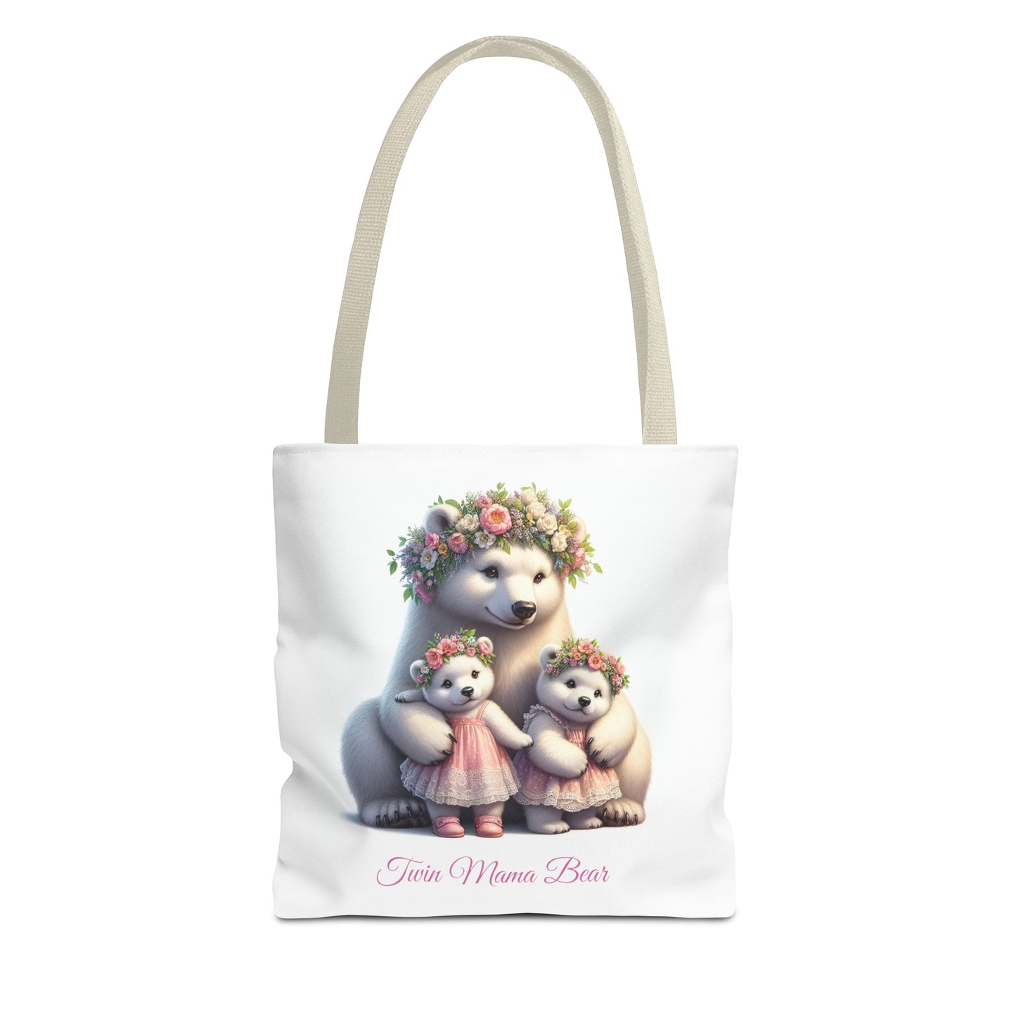 Springtime Twin Mama Bear and Baby Bear Cubs Tote Bag | Twin Mom Gift | Mother's Day Gift