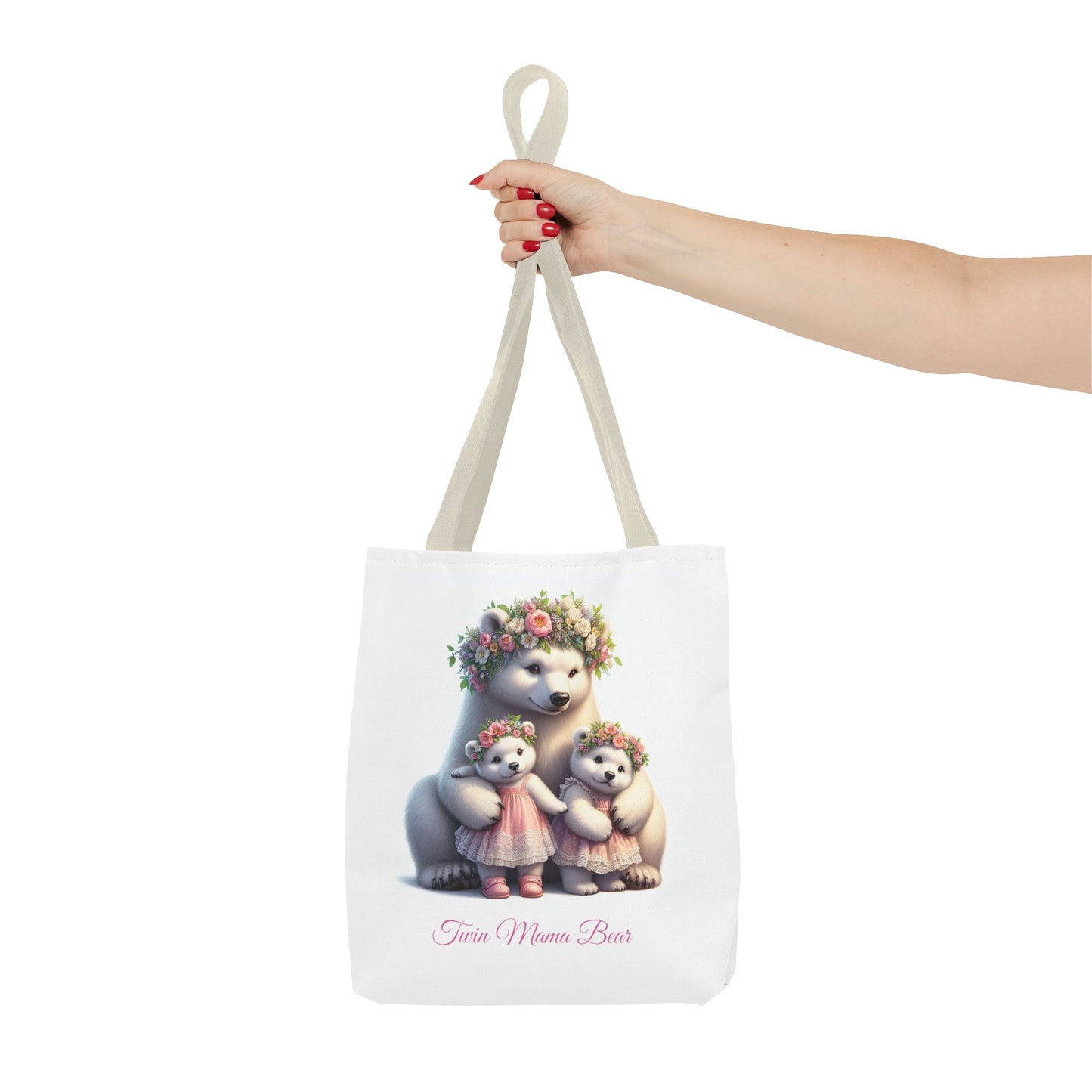 Springtime Twin Mama Bear and Baby Bear Cubs Tote Bag | Twin Mom Gift | Mother's Day Gift