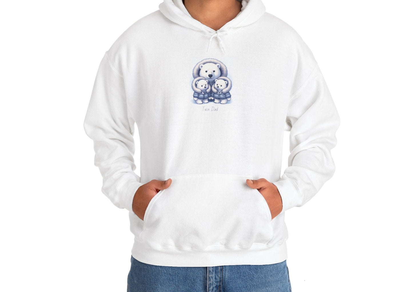 Twin Dad Boy Dad Polar Bear Cute Cartoon Hoodie Sweatshirt