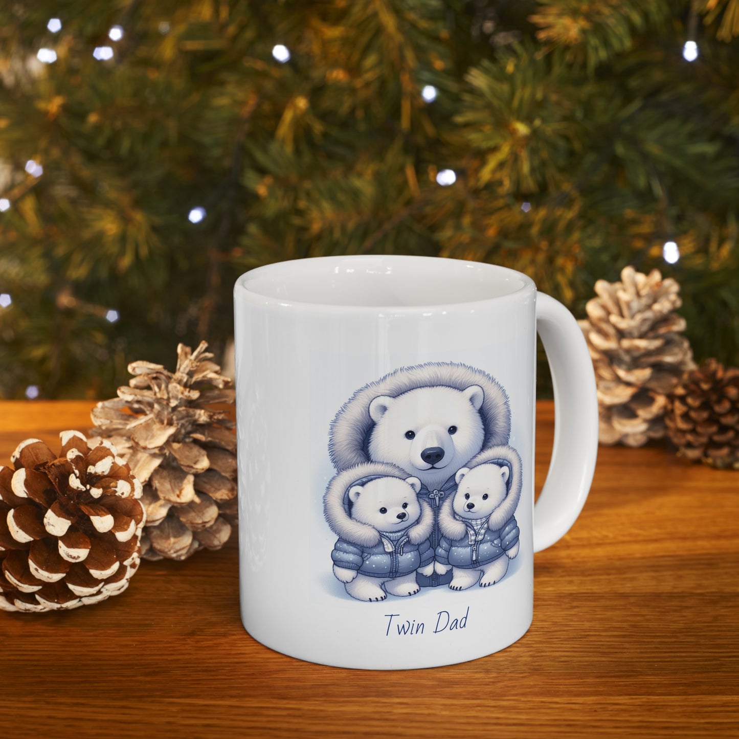 Twin Dad Boy Dad Polar Bear Cute Ceramic Mug 11oz