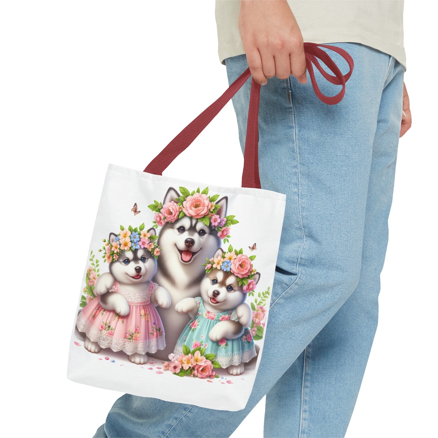 Twin Mama Husky and Baby Husky Puppies Tote Bag | Twin Mom Gift | Mother's Day Gift