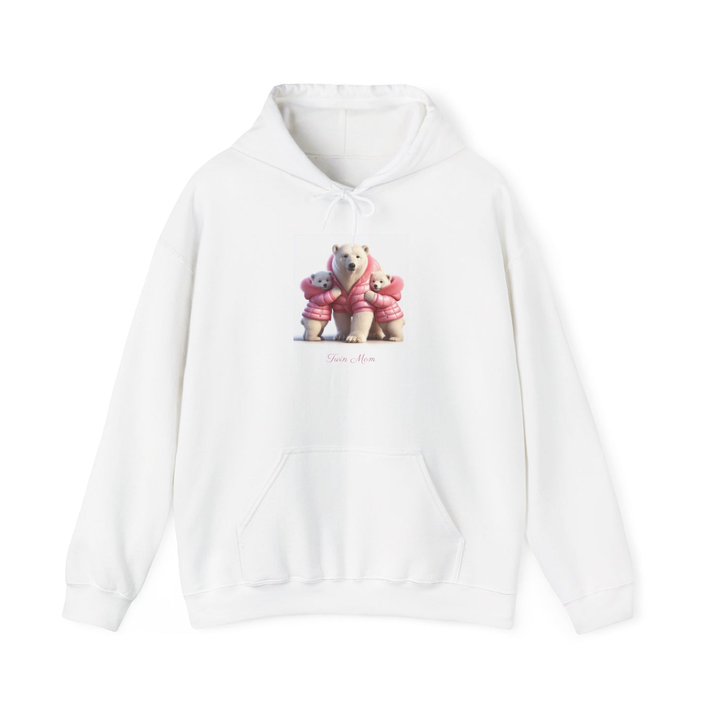 Twin Mom Mama Polar Bear and Baby Bears Sweet Happy Hoodie Sweatshirt