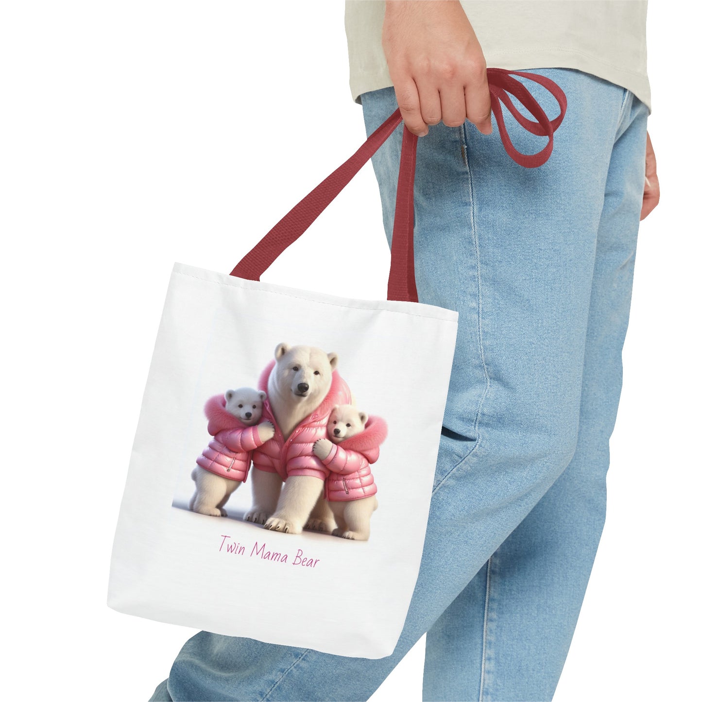 Twin Mama Polar Bear and Baby Polar Bears Tote Bag