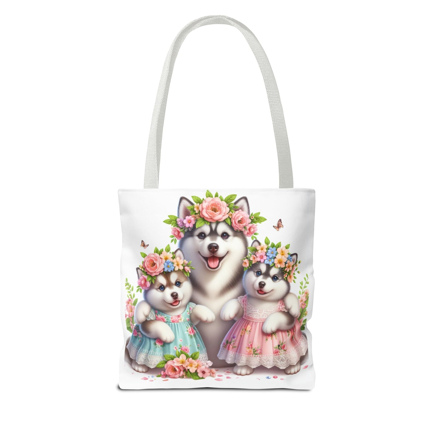 Twin Mama Husky and Baby Husky Puppies Tote Bag | Twin Mom Gift | Mother's Day Gift