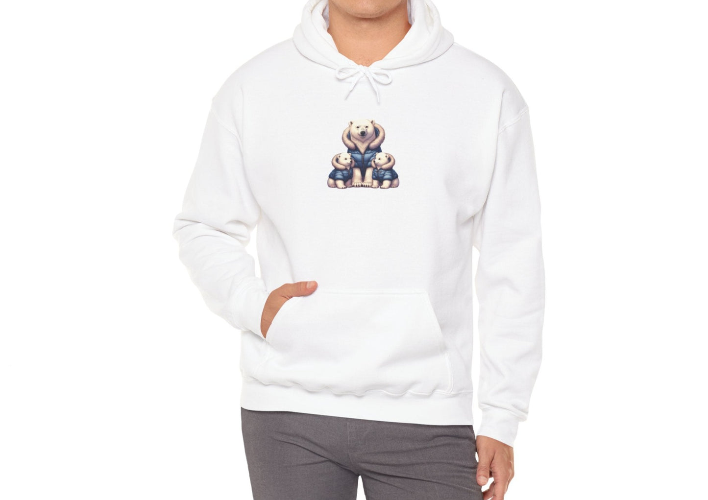 Twin Dad Boy Dad Polar Bear Cute Cartoon Hoodie Sweatshirt