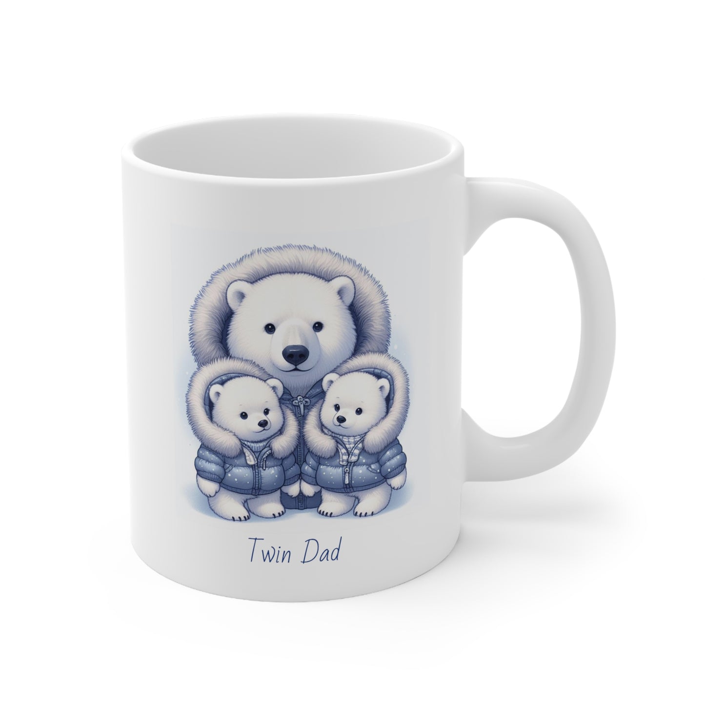 Twin Dad Boy Dad Polar Bear Cute Ceramic Mug 11oz