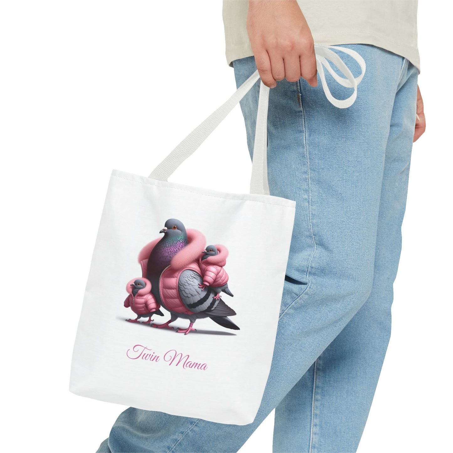 Twin Mama Pigeon and Baby Pigeons Tote Bag | Twin Mom Gift | Mother's Day Gift