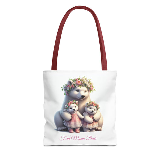 Springtime Twin Mama Bear and Baby Bear Cubs Tote Bag | Twin Mom Gift | Mother's Day Gift