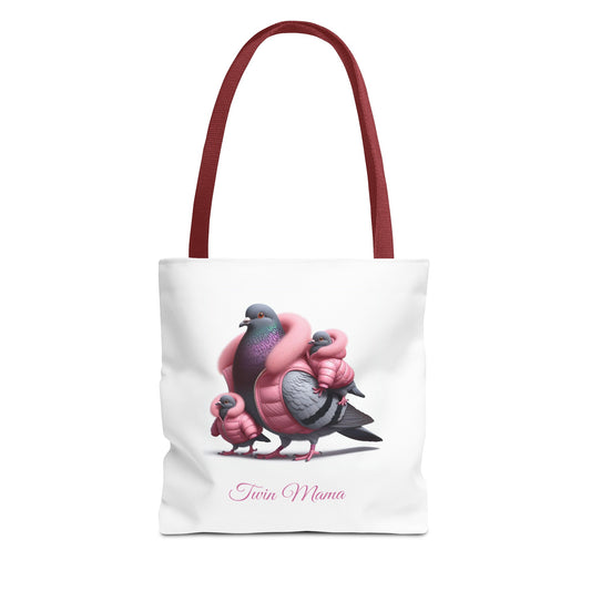 Twin Mama Pigeon and Baby Pigeons Tote Bag | Twin Mom Gift | Mother's Day Gift