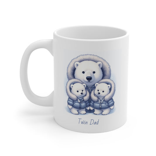 Twin Dad Boy Dad Polar Bear Cute Ceramic Mug 11oz