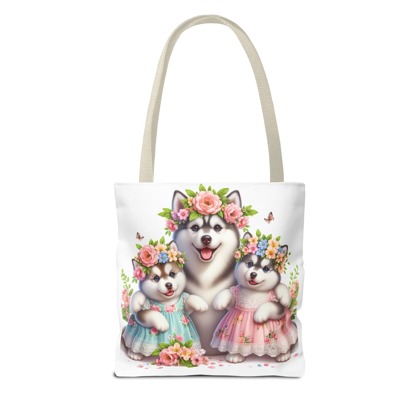 Twin Mama Husky and Baby Husky Puppies Tote Bag | Twin Mom Gift | Mother's Day Gift