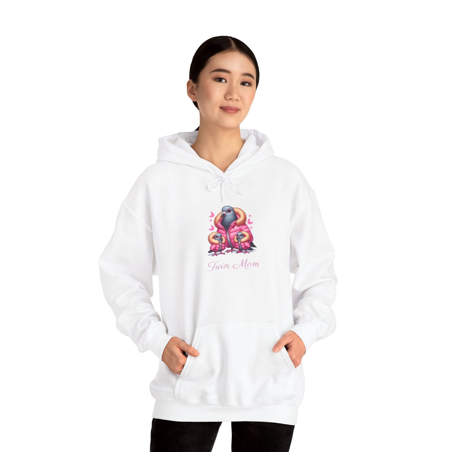 Twin Mom Baby Birds Cute Cartoon Heavy Blend™ Hooded Sweatshirt