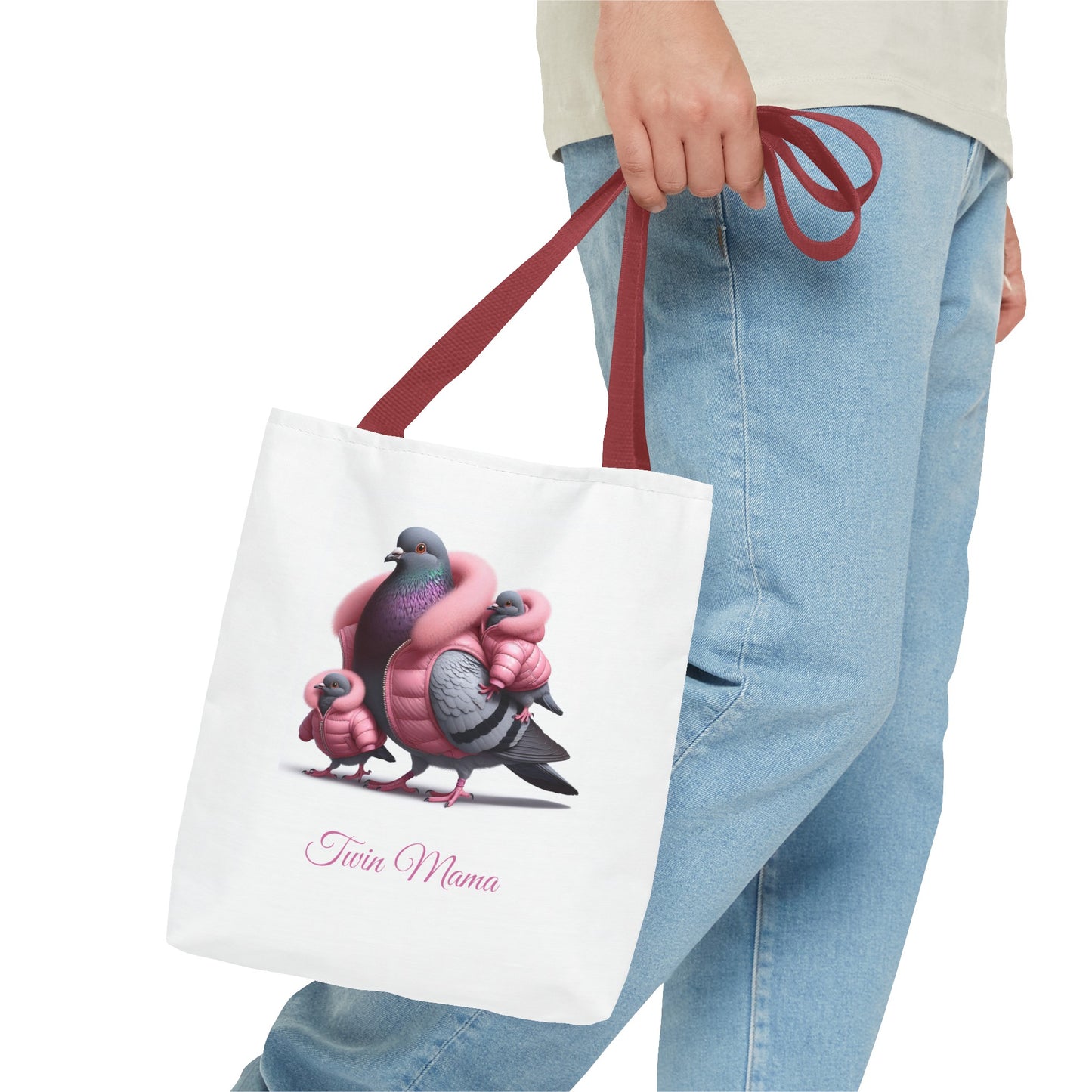 Twin Mama Pigeon and Baby Pigeons Tote Bag | Twin Mom Gift | Mother's Day Gift