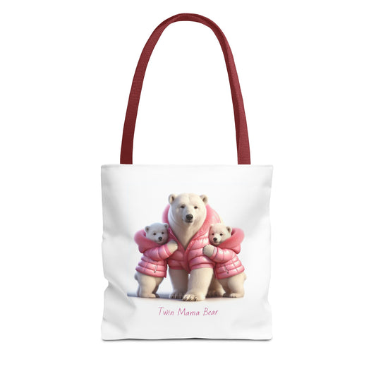 Twin Mama Polar Bear and Baby Polar Bears Tote Bag