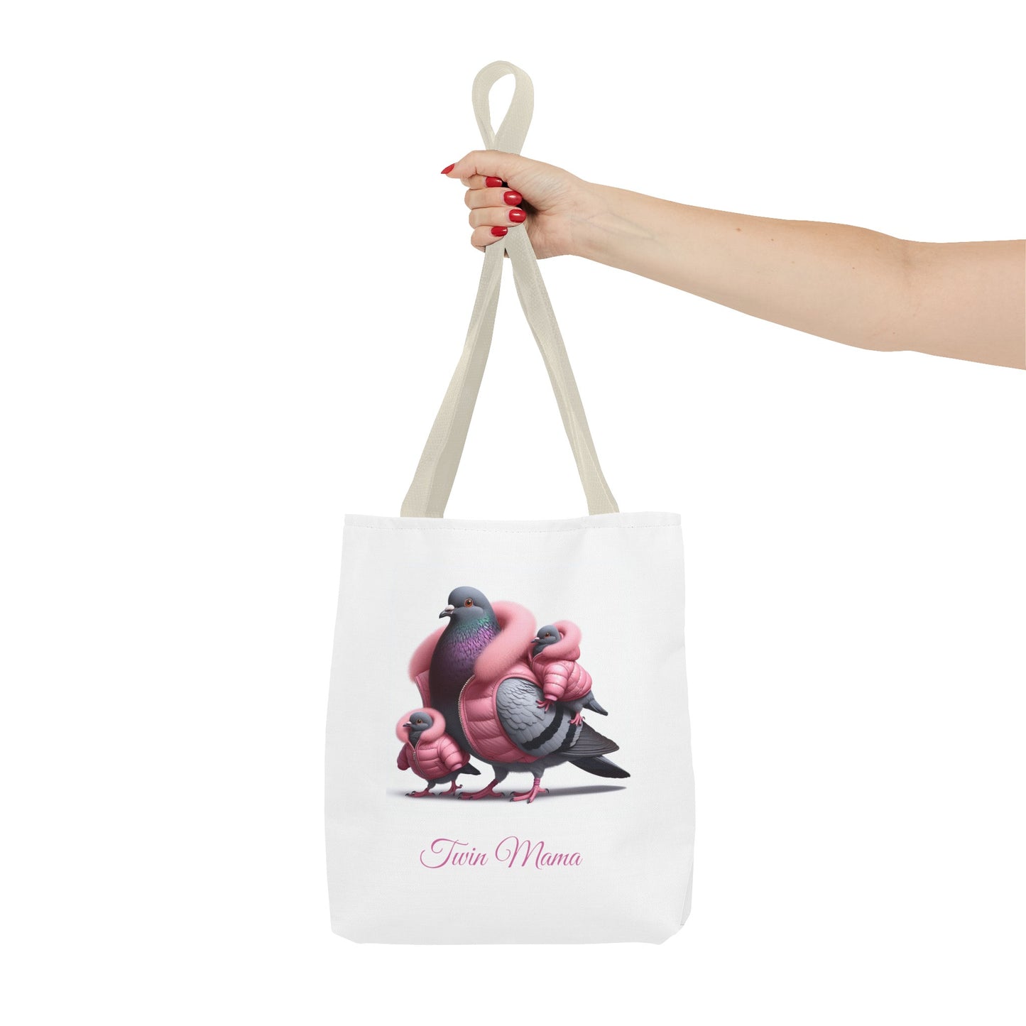 Twin Mama Pigeon and Baby Pigeons Tote Bag | Twin Mom Gift | Mother's Day Gift