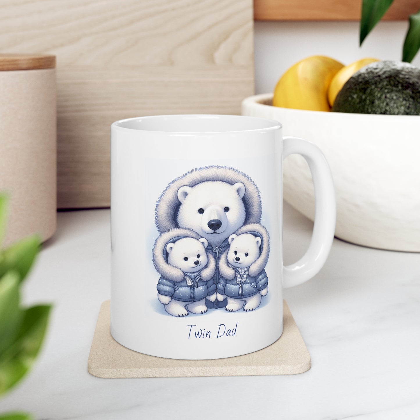 Twin Dad Boy Dad Polar Bear Cute Ceramic Mug 11oz