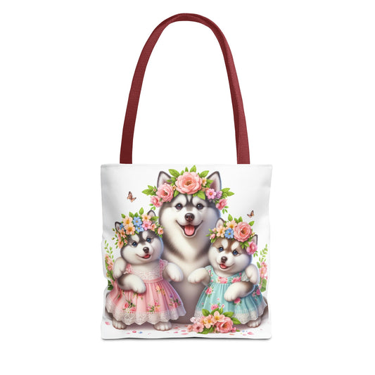 Twin Mama Husky and Baby Husky Puppies Tote Bag | Twin Mom Gift | Mother's Day Gift